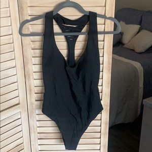 Black one piece swim suit